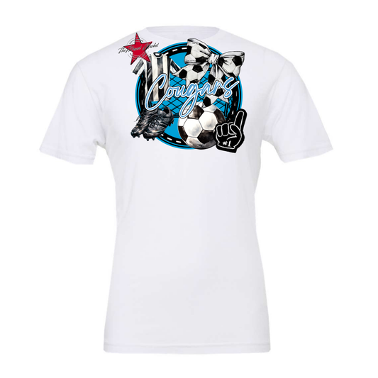 Cougars Circle Soccer Design-Carolina Blue