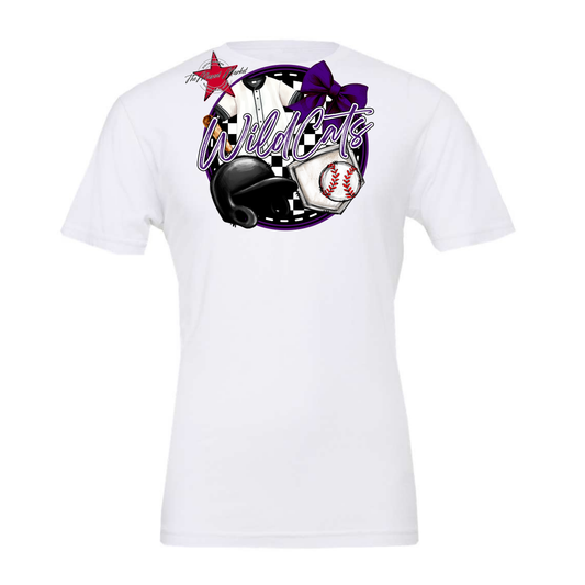 Wildcats Circle Baseball Design-Purple