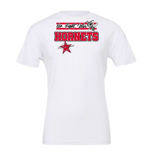 Hornets Go Fight Win Mascot Lines-Red