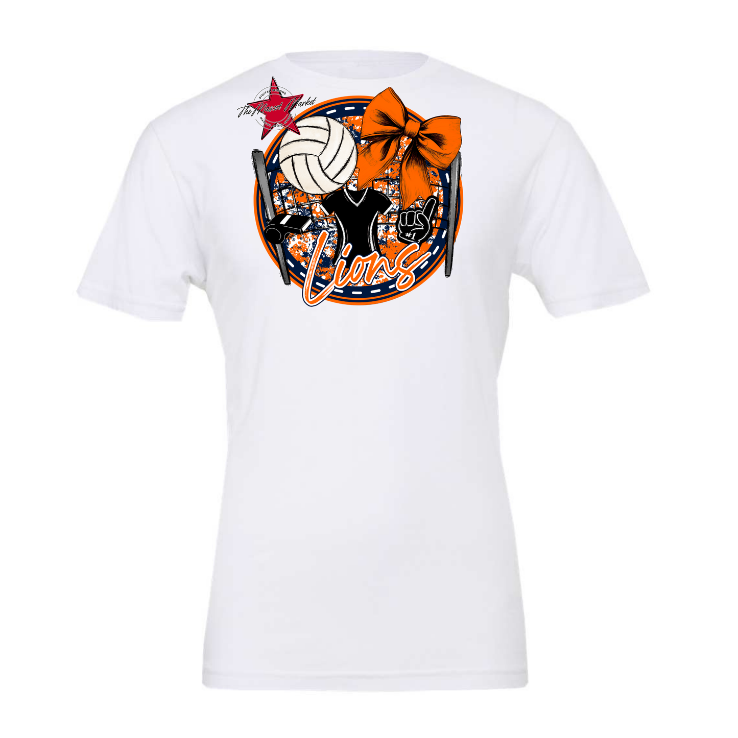 Lions Circle Volleyball Design-Navy-Orange