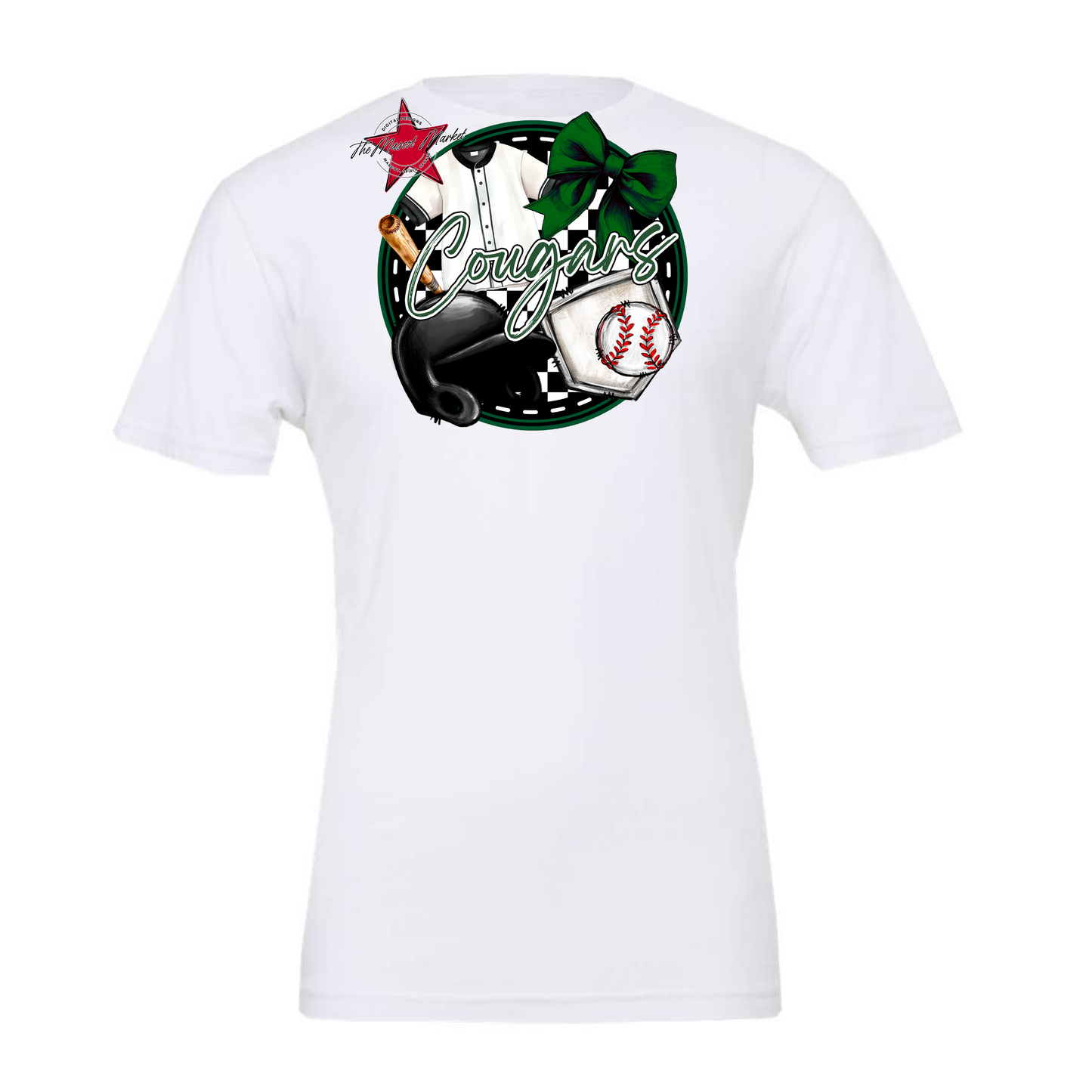Cougars Circle Baseball Design-Green