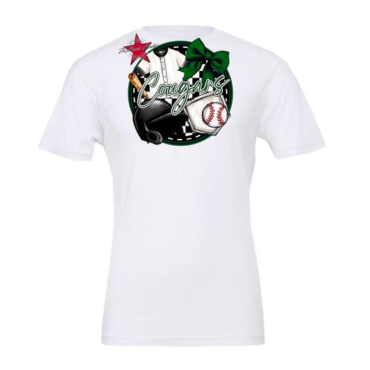 Cougars Circle Baseball Design-Green
