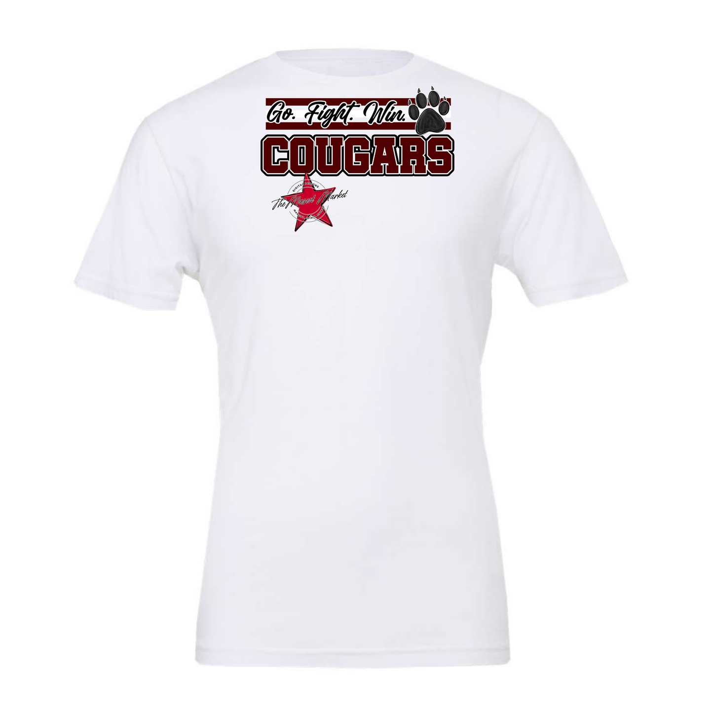 Cougars Go Fight Win Mascot Lines-Maroon