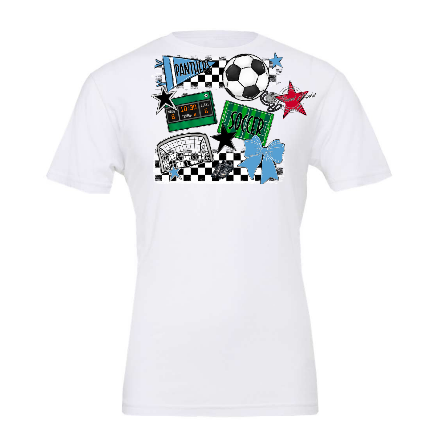 Panthers Checkers Soccer Spirit Design-Carolina Blue