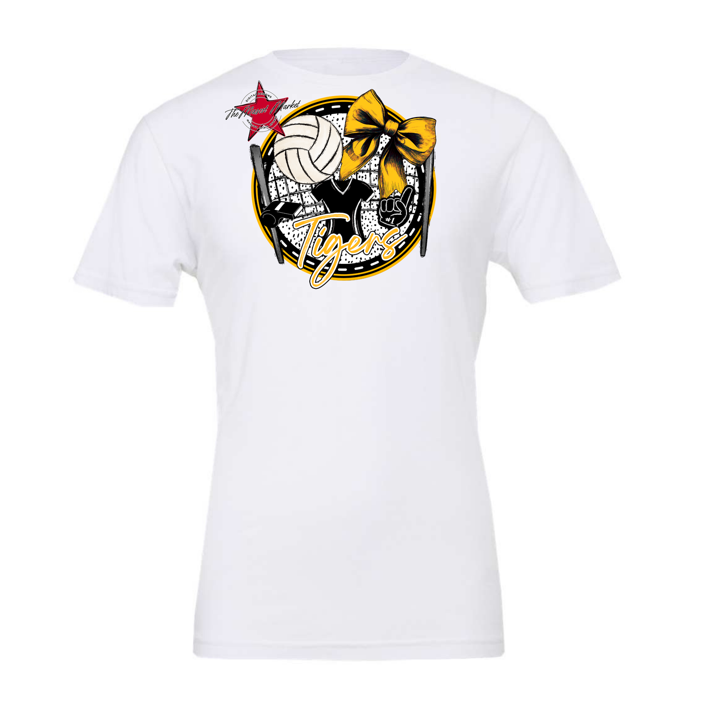 Tigers Circle Volleyball Design-Yellow
