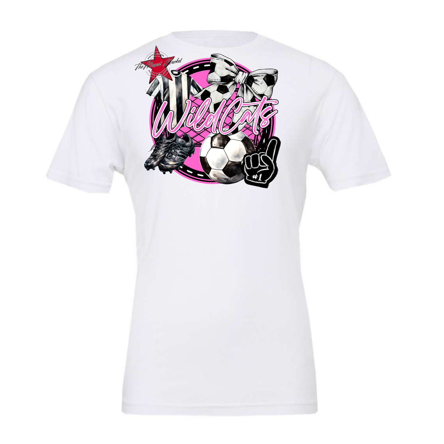 Wildcats Circle Soccer Design-Baby Pink