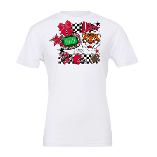 Tigers Checkers Mascot Spirit Design-Red