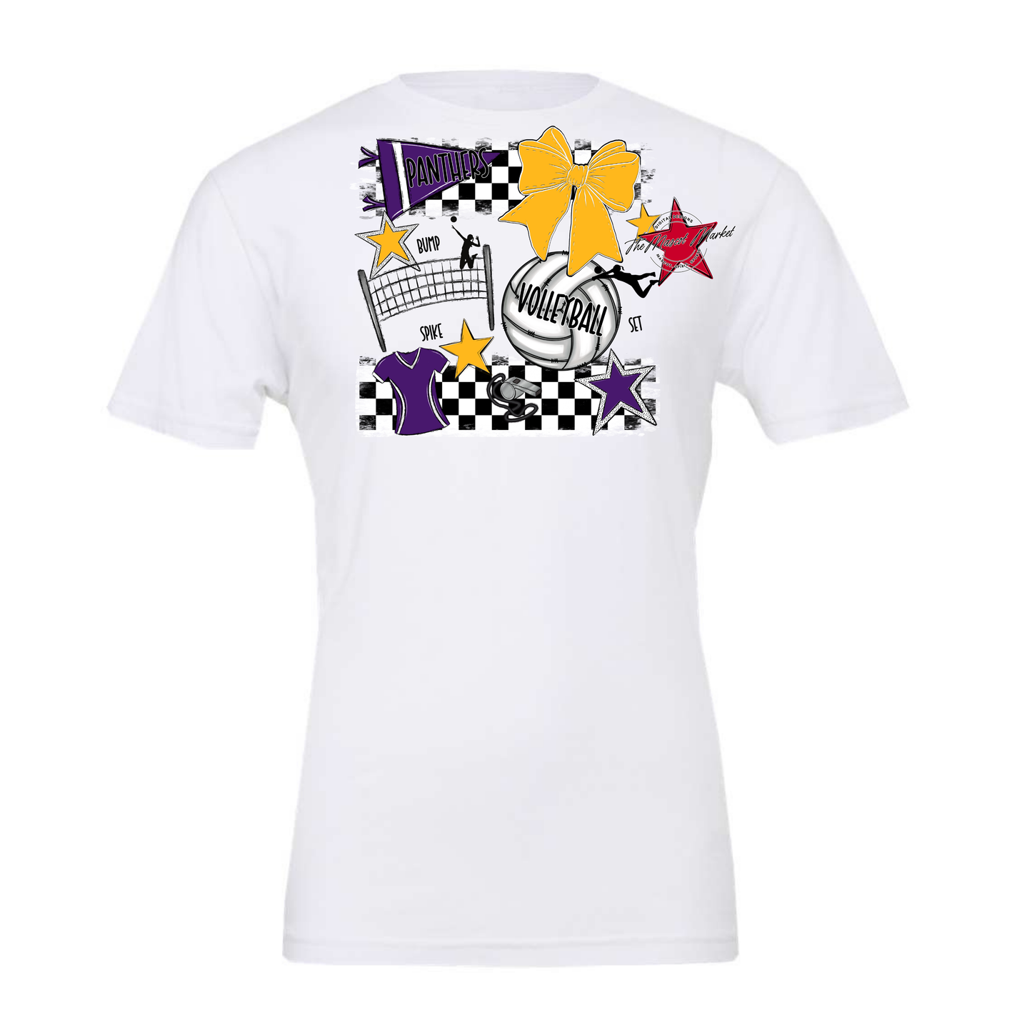 Panthers Checkers Volleyball Spirit Design-Purple-Yellow