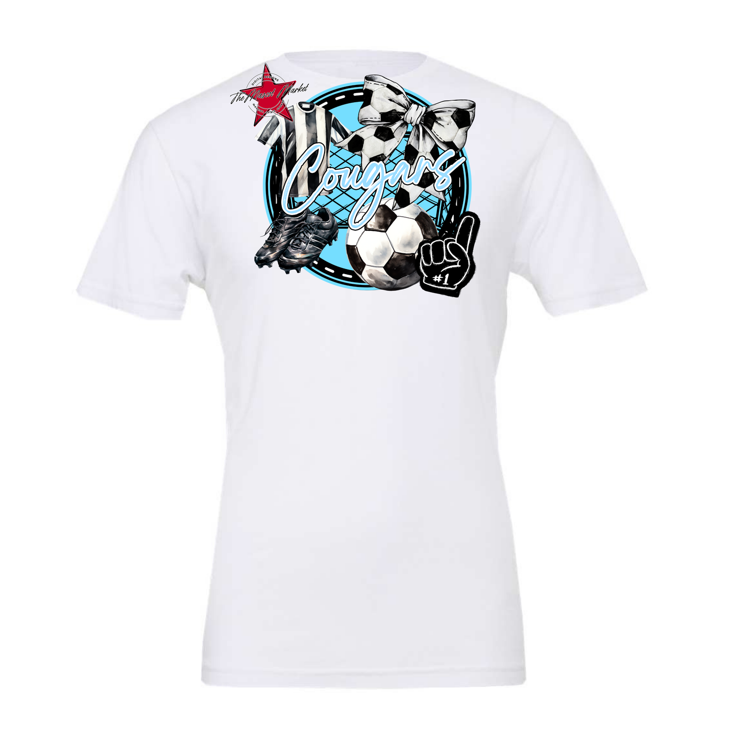 Cougars Circle Soccer Design-Columbia Blue