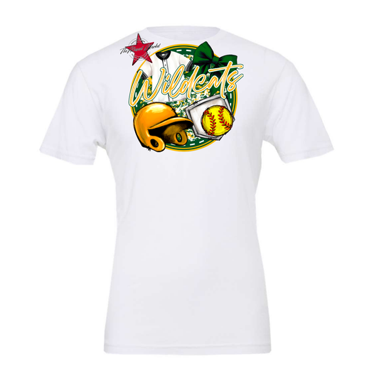 Wildcats Circle Softball Design-Green-Yellow