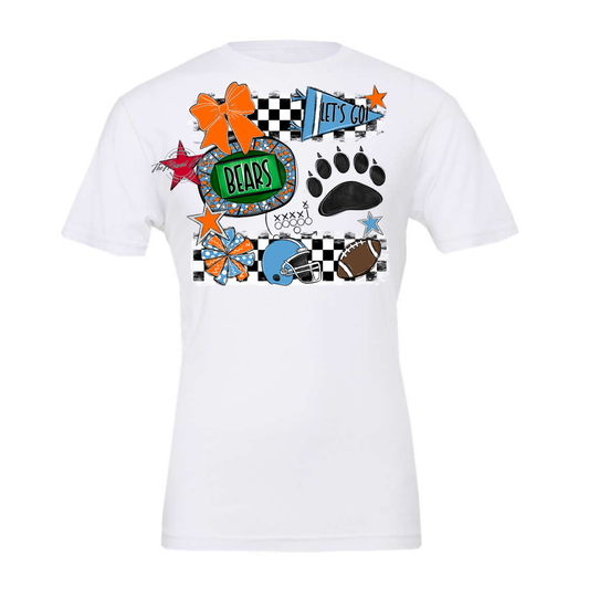 Bears Checker Spirit Design w Paw-Carolina Blue-Orange