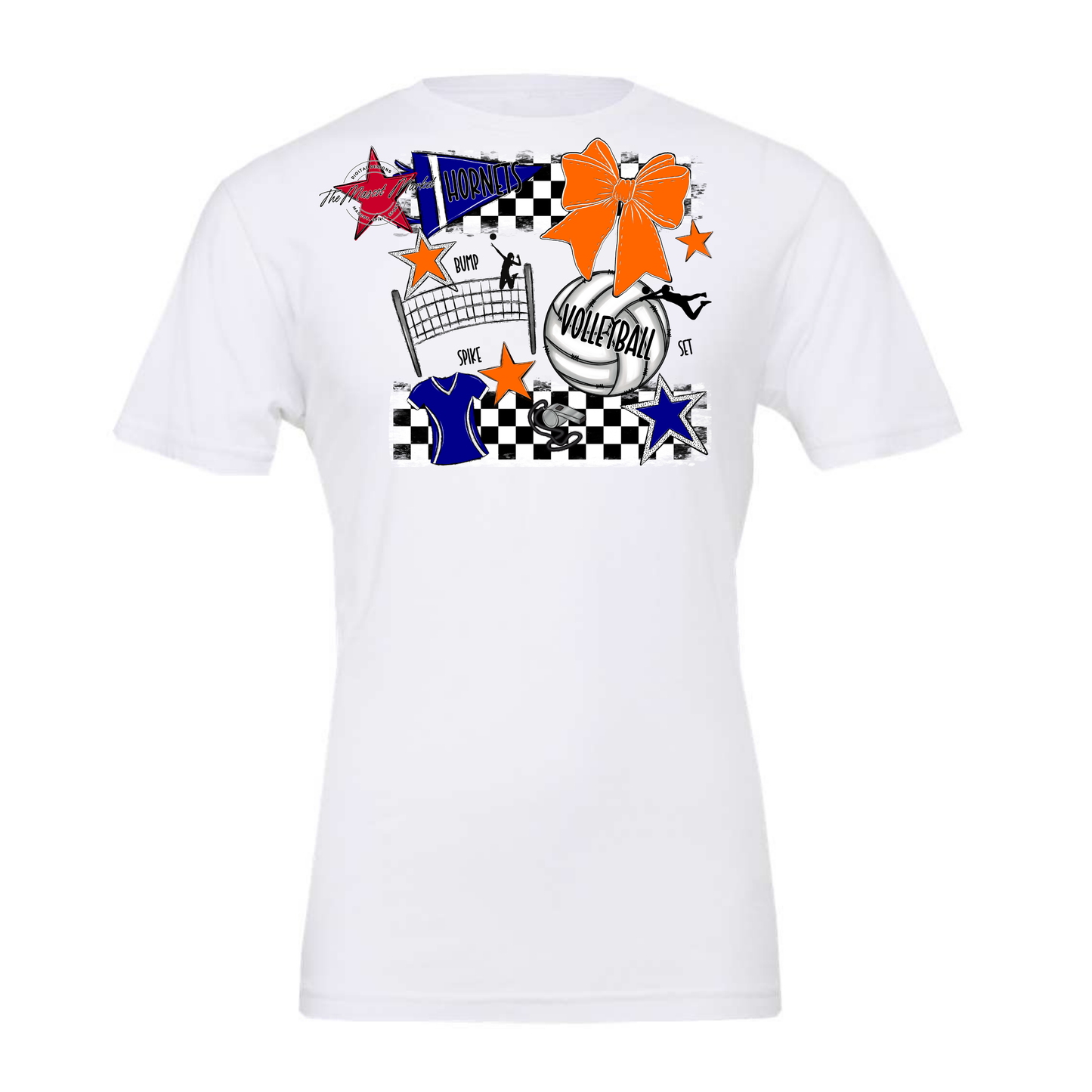 Hornets Checkers Volleyball Spirit Design-Blue-Orange