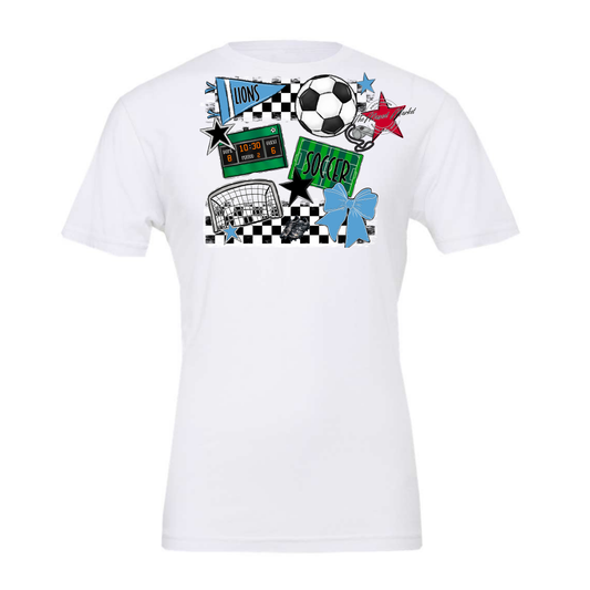 Lions Checkers Soccer Spirit Design-Carolina Blue