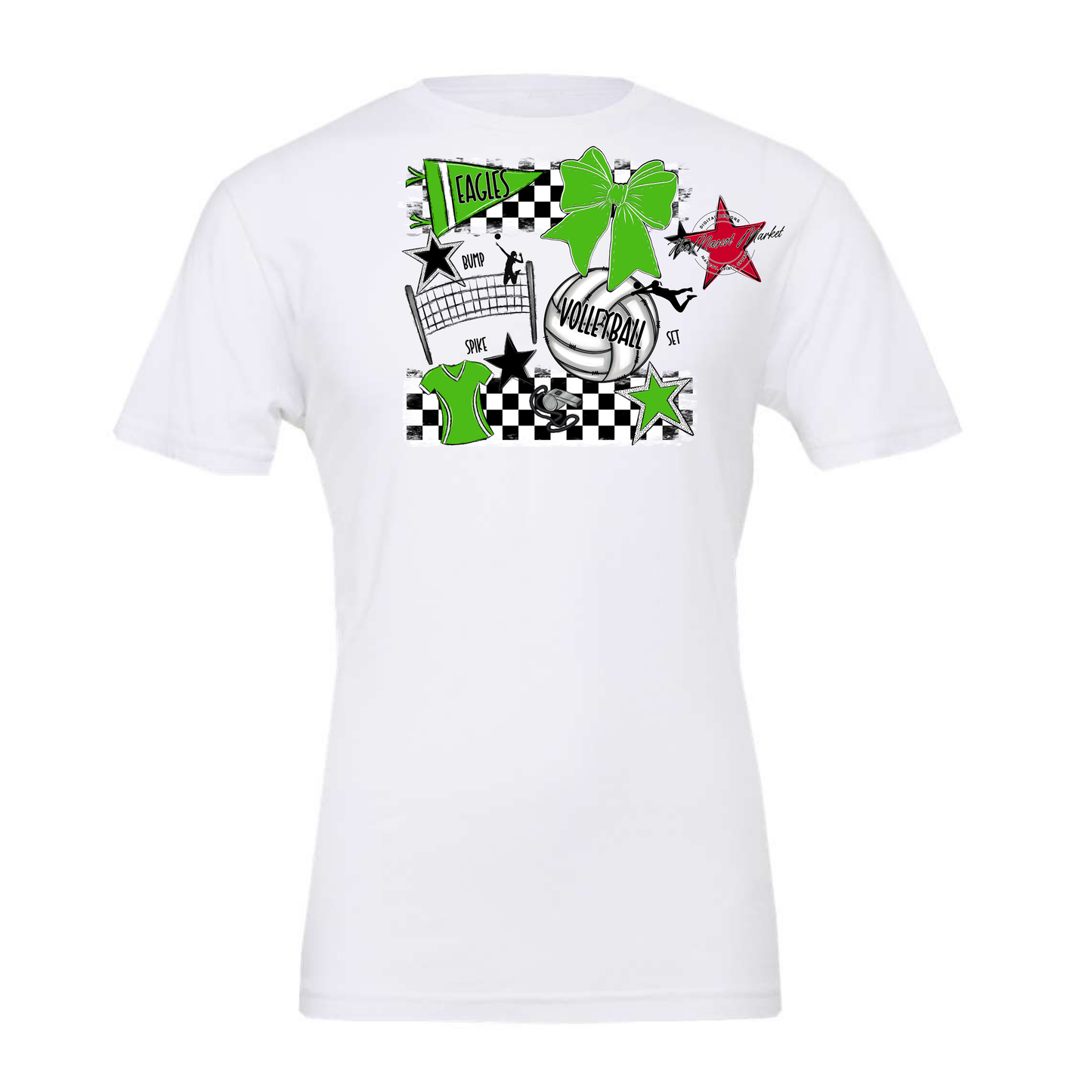 Eagles Volleyball Checkers Design-Bright Green