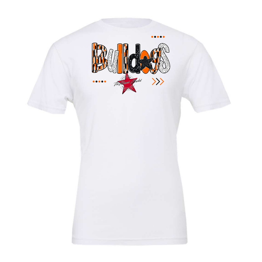 Bulldogs Brushstroke Alpha w Arrows-Orange