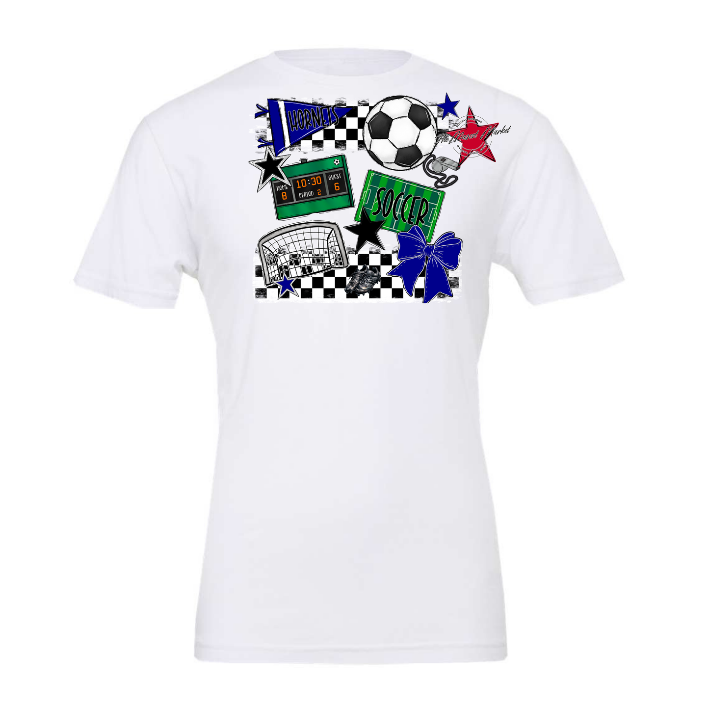Hornets Checkers Soccer Spirit Design-Blue