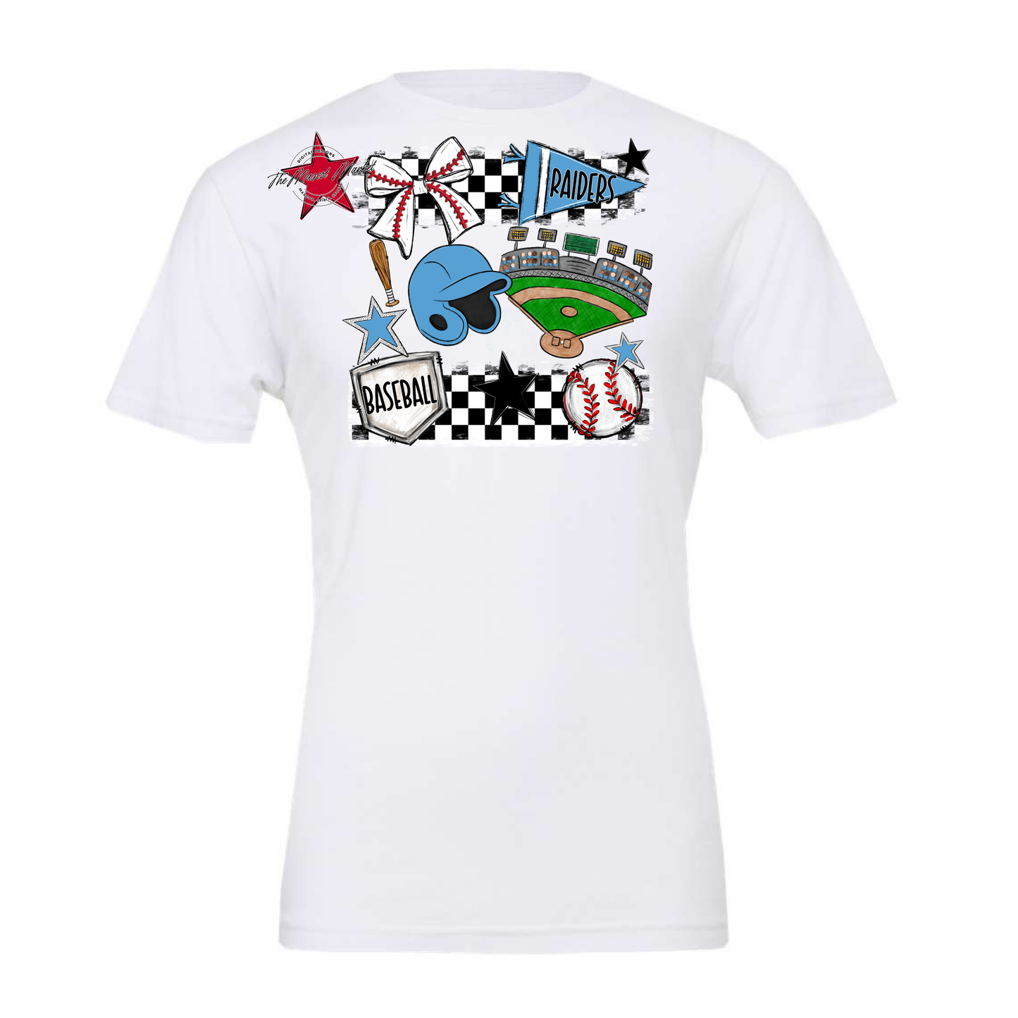Raiders Baseball Checkers Design-Carolina Blue