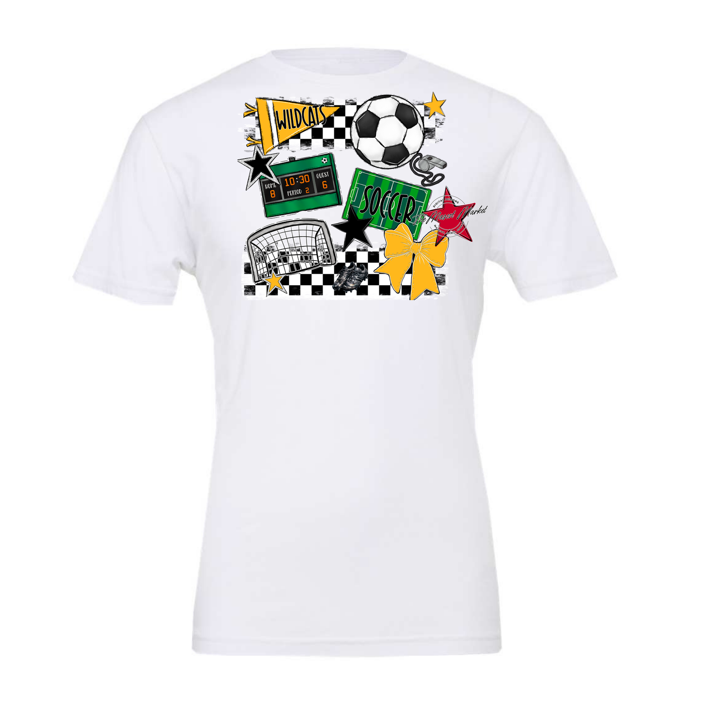 Wildcats Checkers Soccer Spirit Design-Yellow