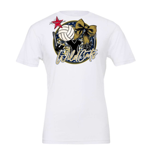 Wildcats Circle Volleyball Design-Navy-Gold