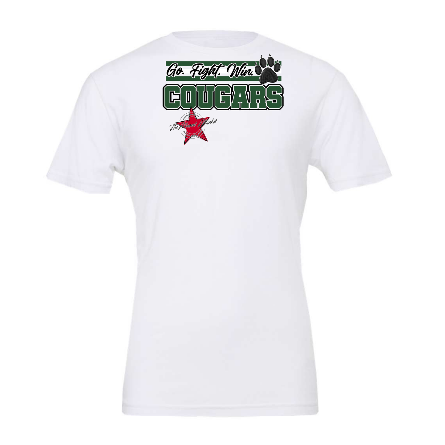 Cougars Go Fight Win Mascot Lines-Green