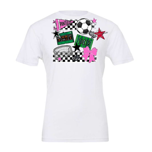 Panthers Checkers Soccer Spirit Design-Baby Pink