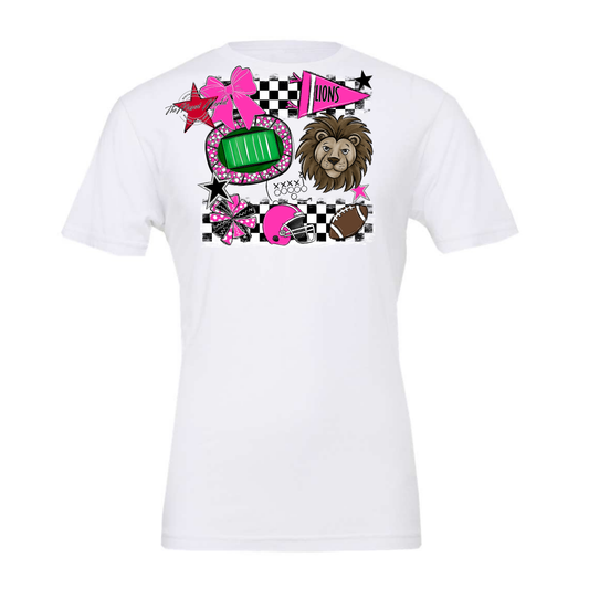 Lions Checkers Mascot Spirit Design-Pink