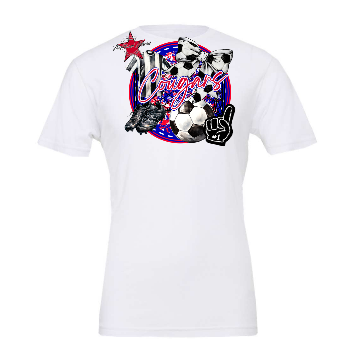 Cougars Circle Soccer Design-Blue-Red