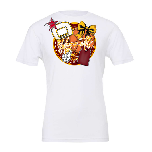 Hornets Circle Basketball Design-Maroon-Yellow