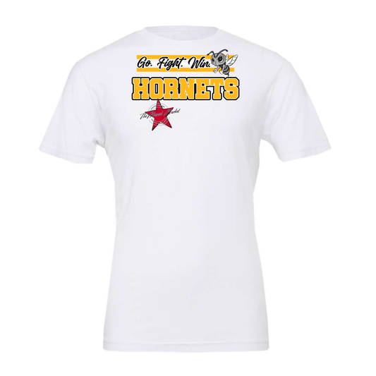 Hornets Go Fight Win Mascot Lines-Yellow