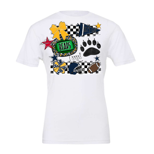 Bears Checker Spirit Design w Paw-Navy-Yellow
