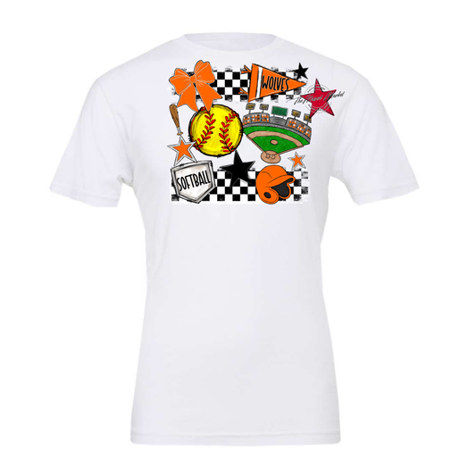 Wolves Checkers Softball Spirit Design-Orange