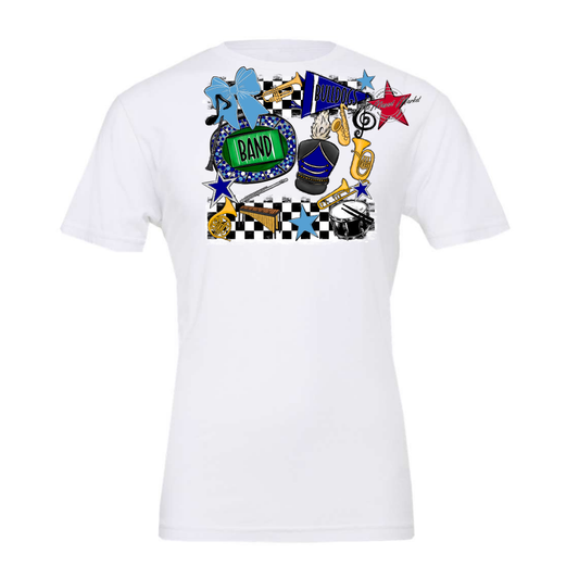 Bulldogs Checkers Band Spirit Design-Blue-Carolina Blue