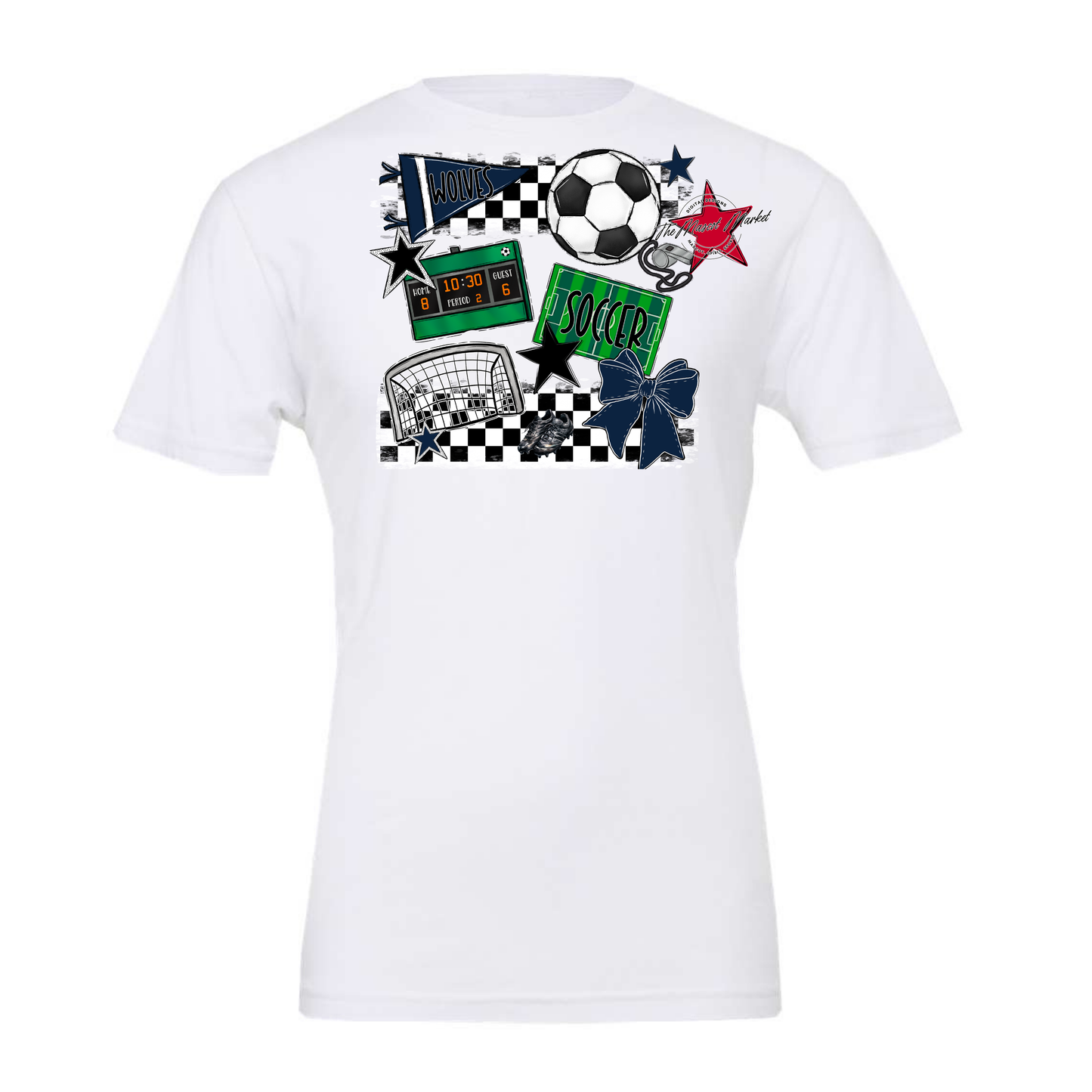 Wolves Checkers Soccer Spirit Design-Navy