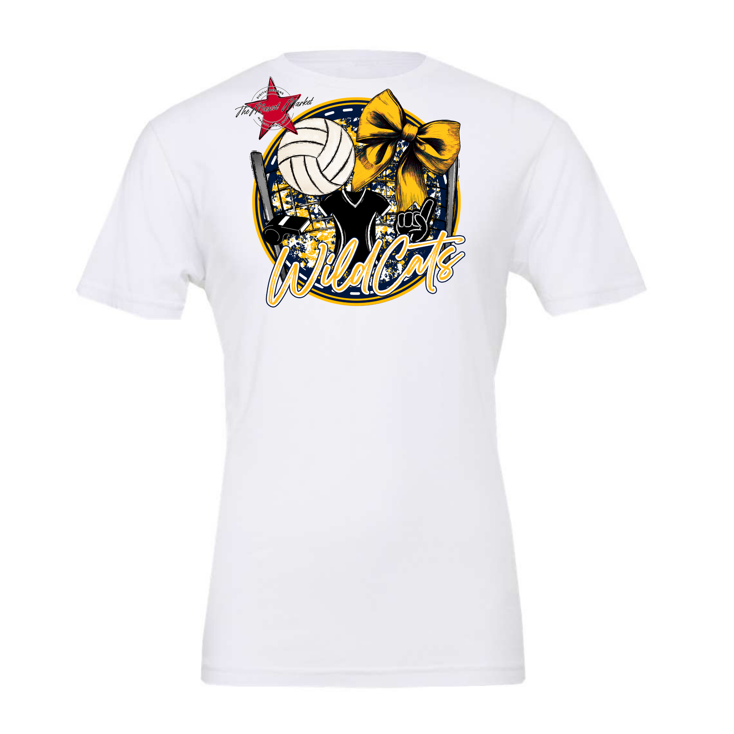 Wildcats Circle Volleyball Design-Navy-Yellow