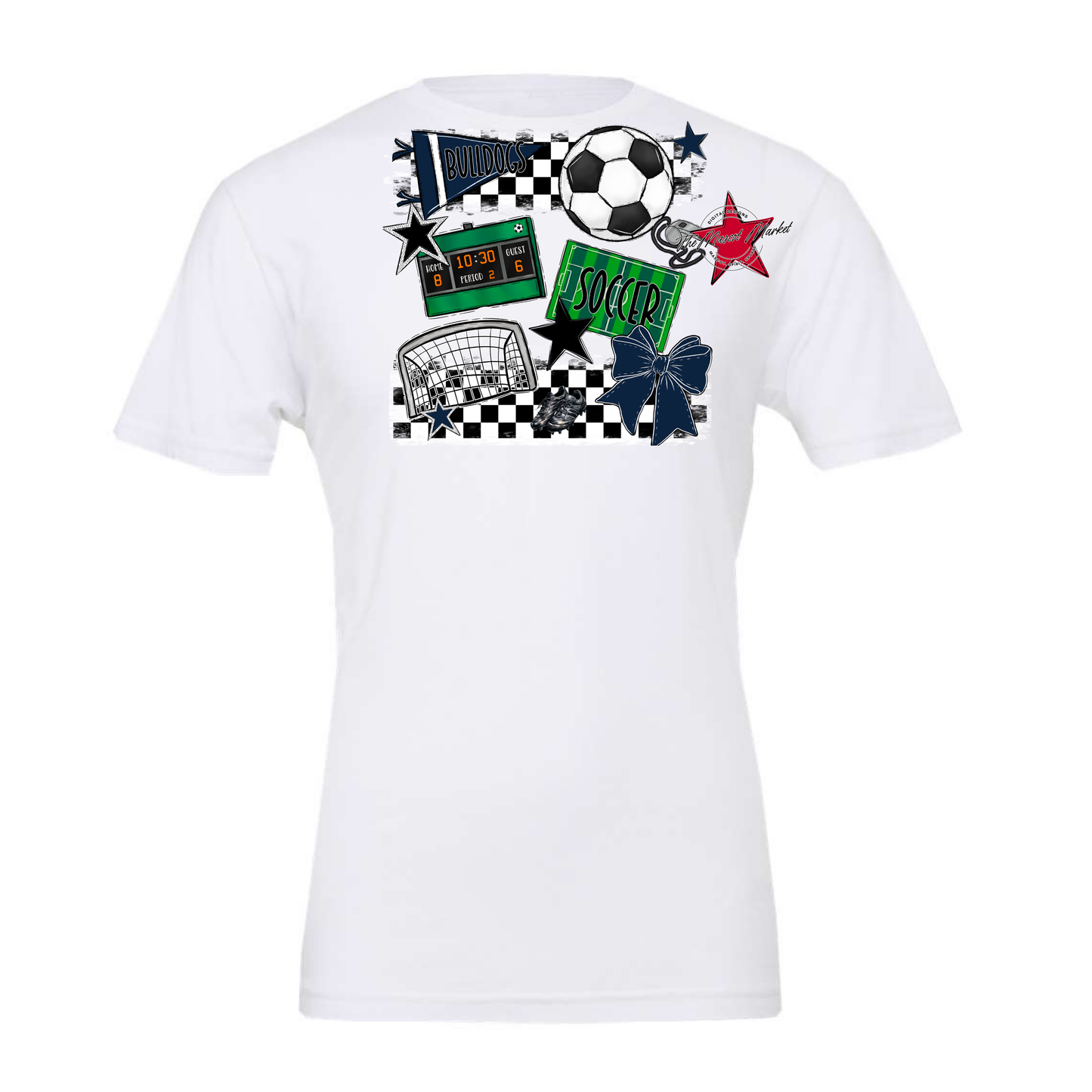 Bulldogs Checkers Soccer Spirit Design-Navy