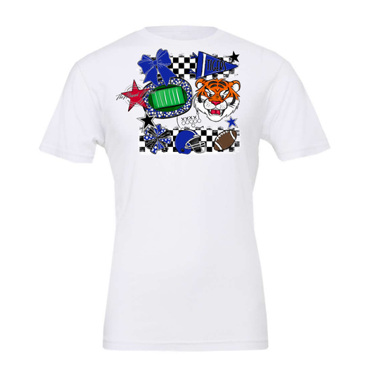 Tigers Checkers Mascot Spirit Design-Royal Blue