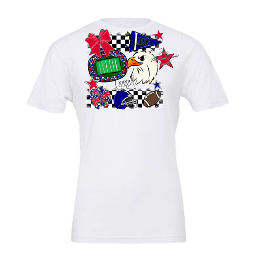 Eagles Checkers Mascot Spirit Design-Blue-Red