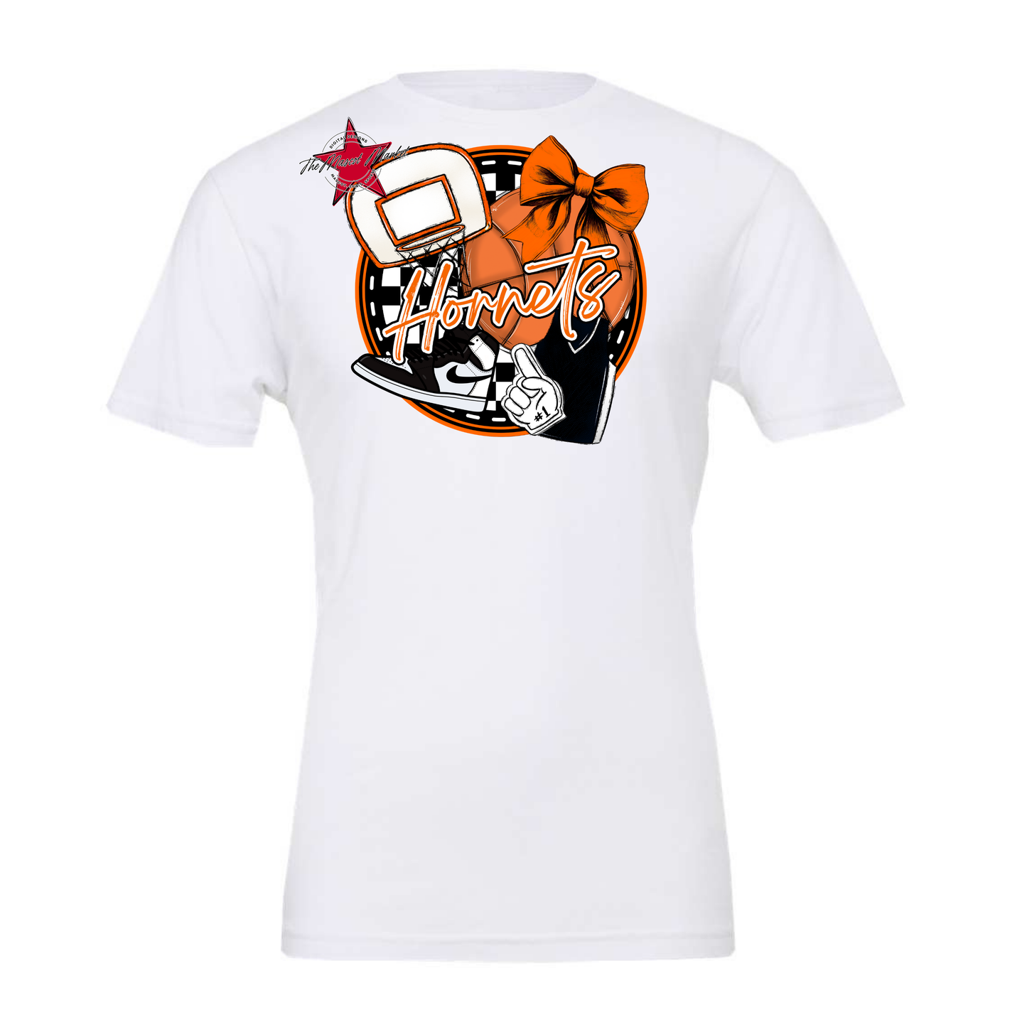 Hornets Circle Basketball Design-Orange