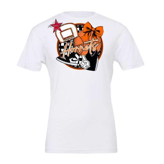 Hornets Circle Basketball Design-Orange