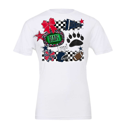 Bears Checker Spirit Design w Paw-Navy-Red