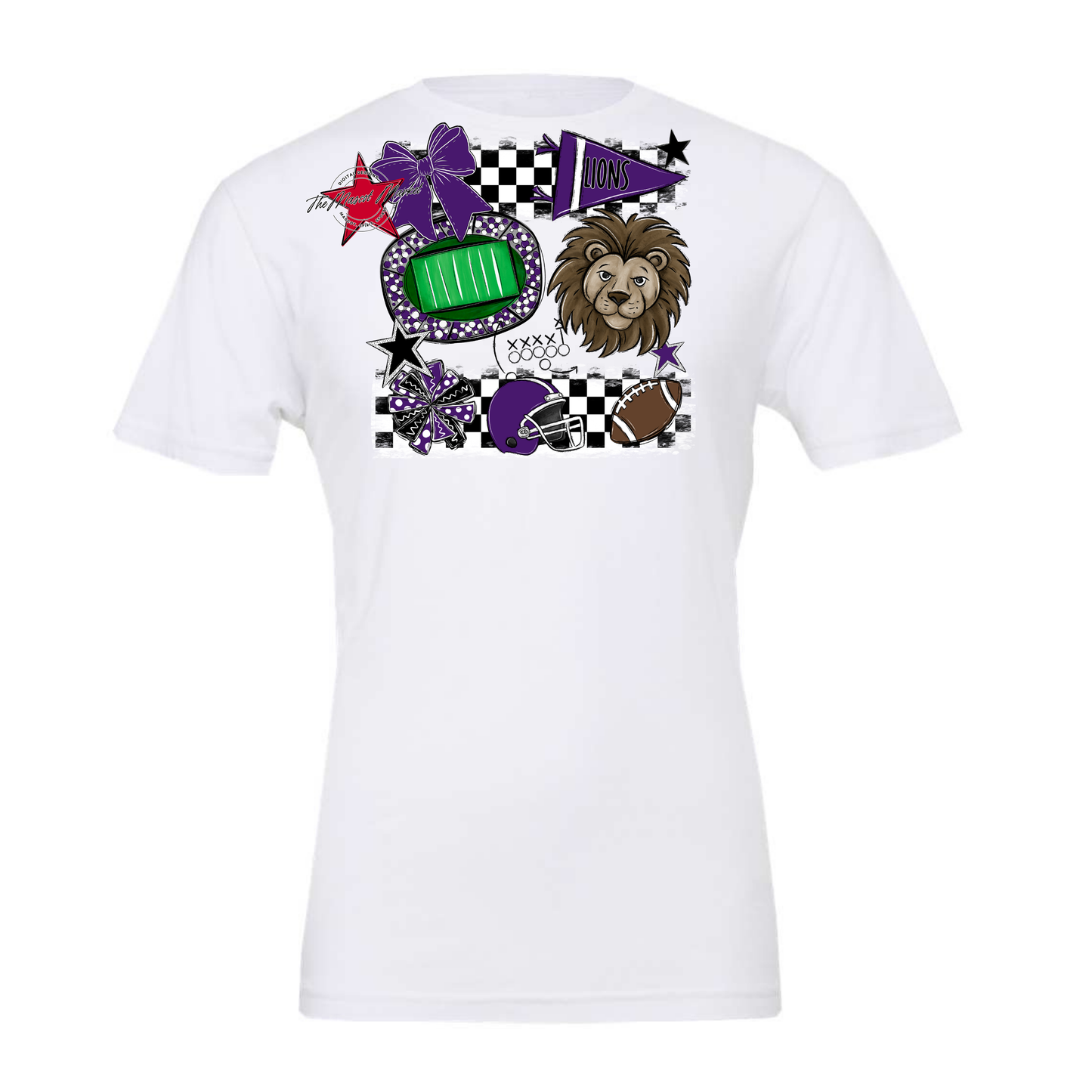 Lions Checkers Mascot Spirit Design-Purple