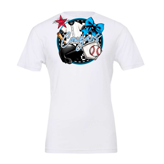 Cougars Circle Baseball Design-Carolina Blue
