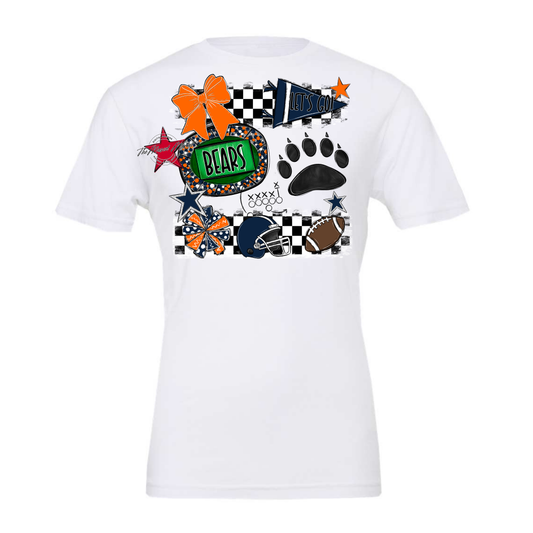 Bears Checker Spirit Design w Paw-Navy-Orange