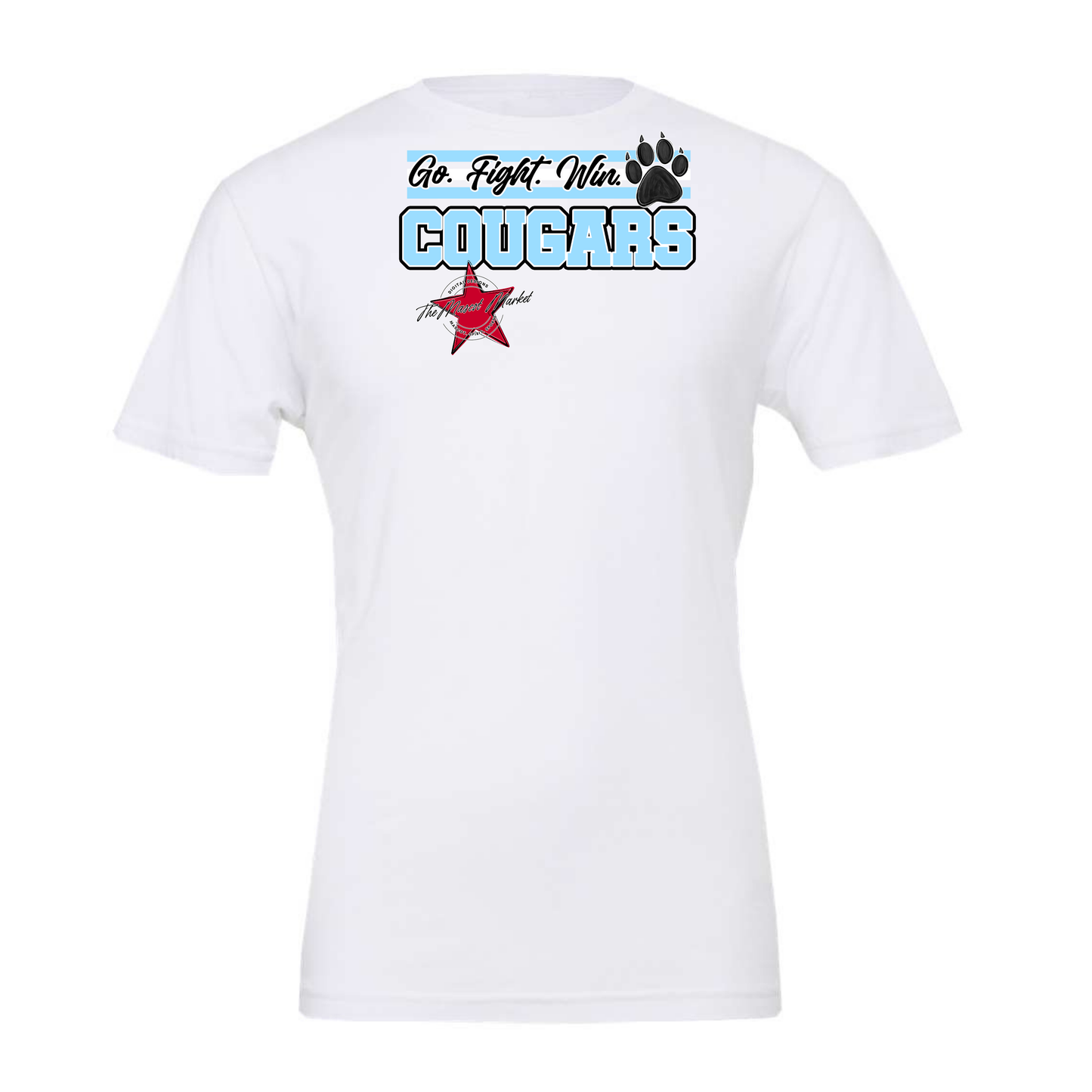 Cougars Go Fight Win Mascot Lines-Columbia Blue