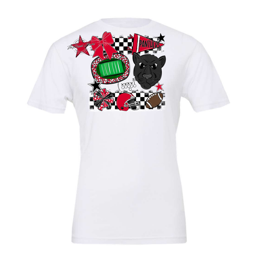 Panthers Checkers Mascot Spirit Design-Red