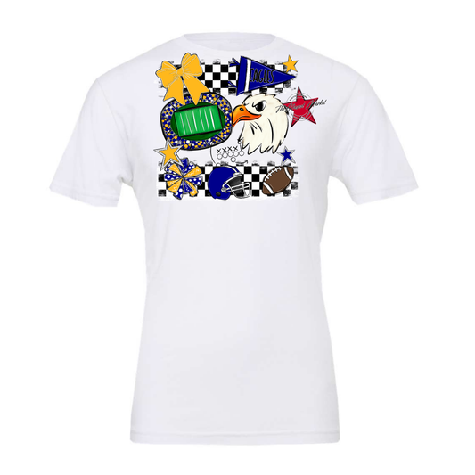 Eagles Checkers Mascot Spirit Design-Blue-Yellow