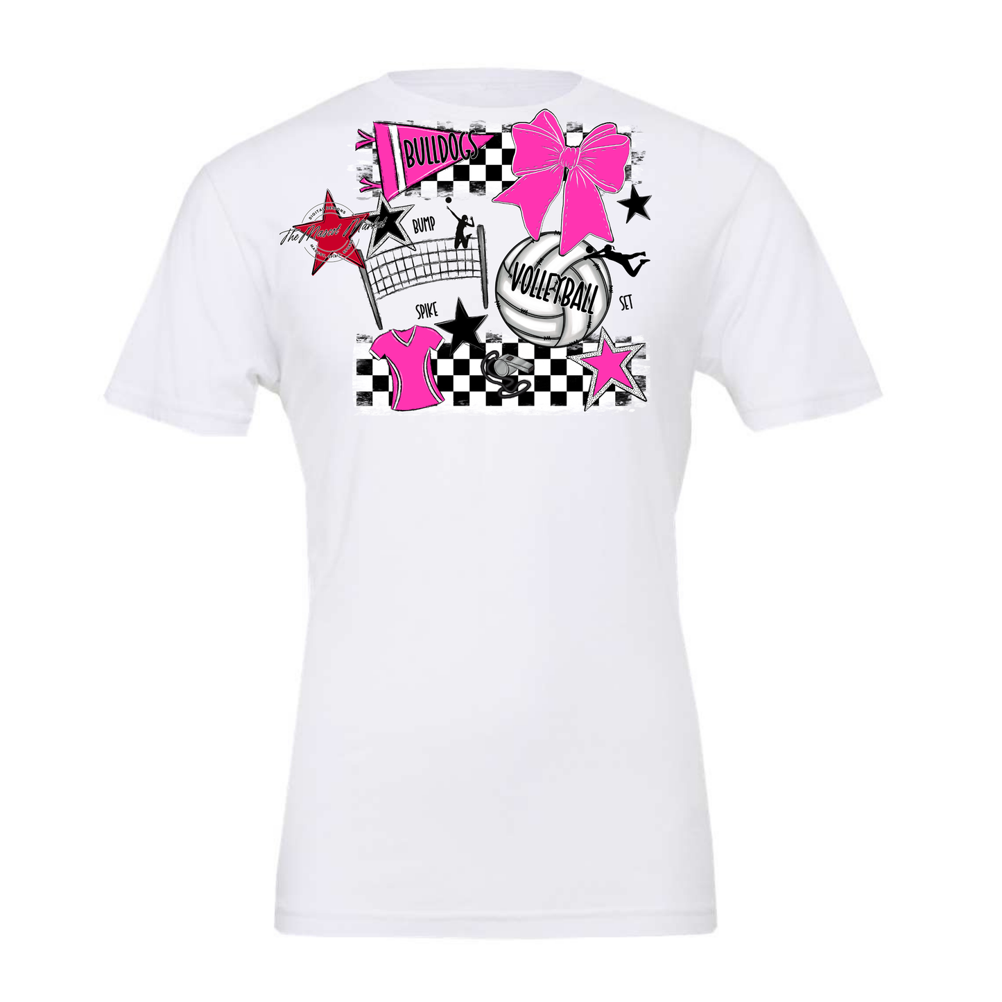 Bulldogs Checkers Volleyball Spirit Design-Pink