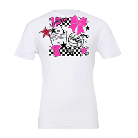 Bulldogs Checkers Volleyball Spirit Design-Pink