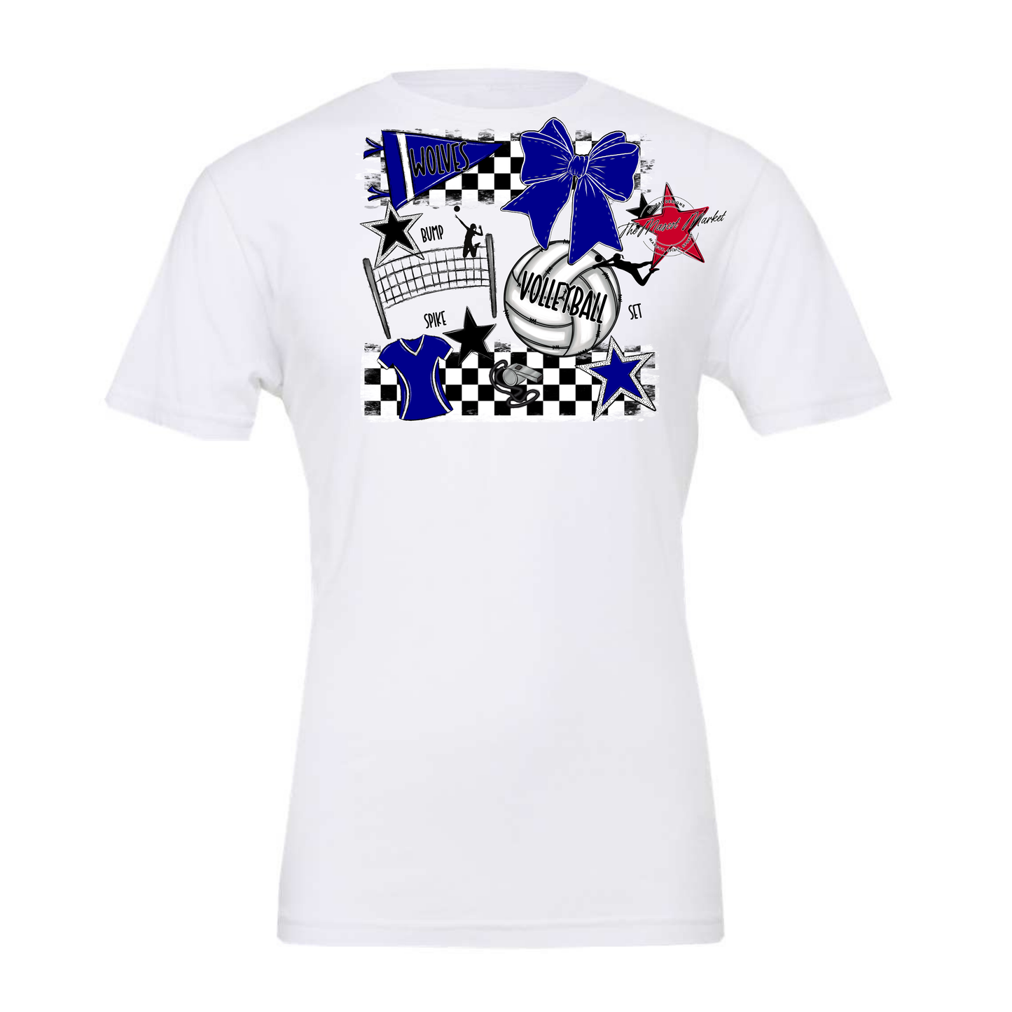 Wolves Checkers Volleyball Spirit Design-Blue