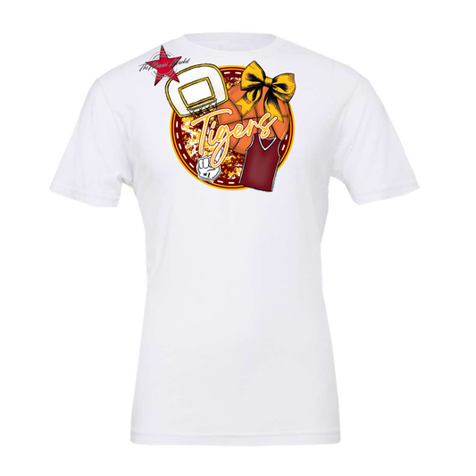 Tigers Circle Basketball Design-Maroon-Yellow